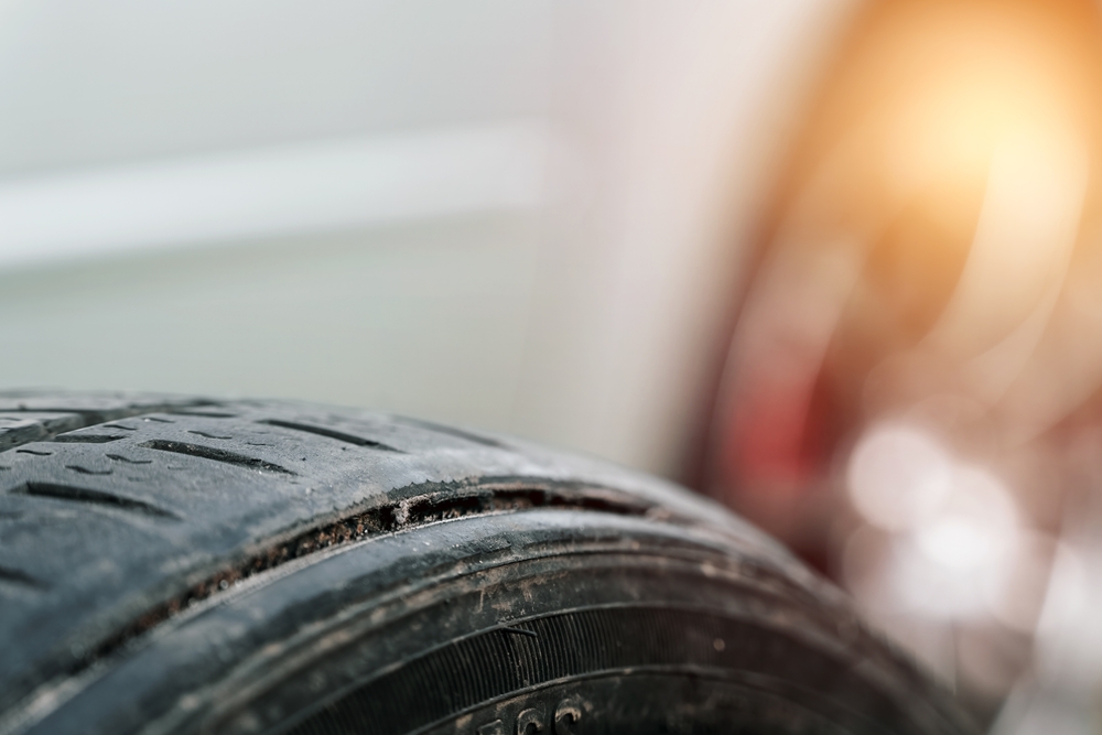 Worn out car tire